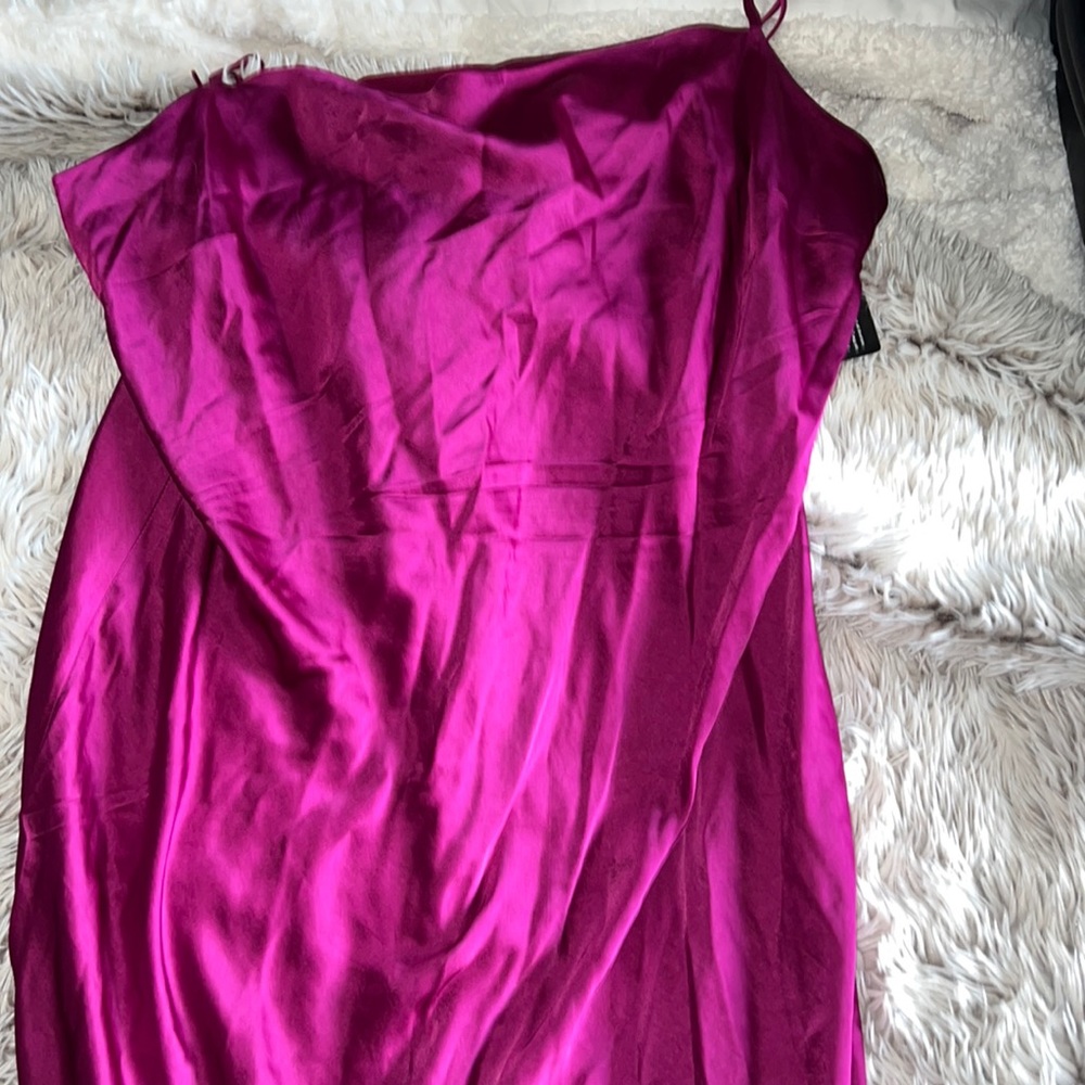 Pink silk long dress